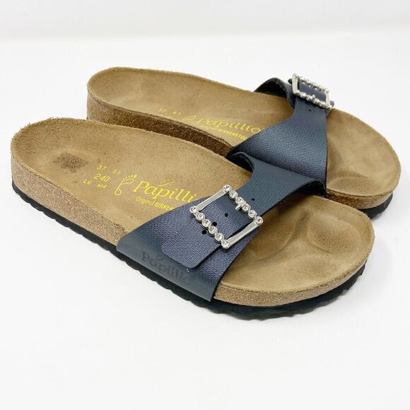 Papillio by Birkenstock Madrid Bling Buckle Blue Gray Strap Rhinestone buckle - Picture 1 of 11